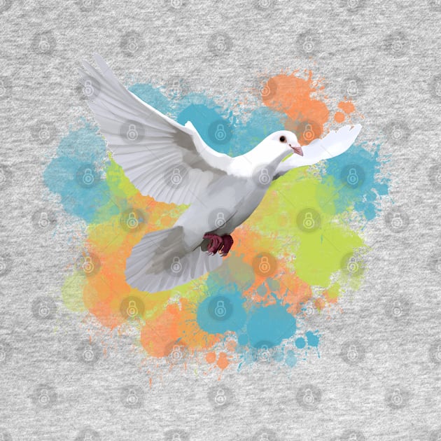 Flying White Dove Colorful Paint Splatter by Suneldesigns